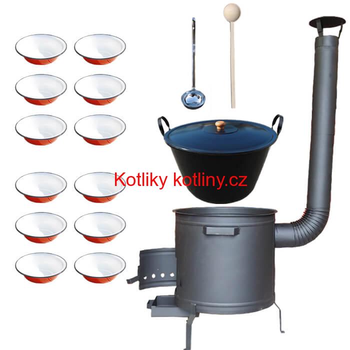 Smaltovaný kotel 80 L + smaltované talíře 12 ks PLUS 600