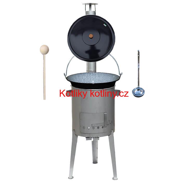 Smaltovaný kotlík 30 L + nerezová kotlina 45 cm LUXUS