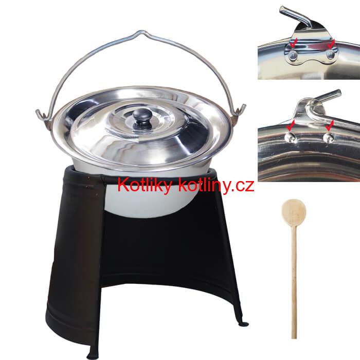 Nerezový kotlík 20 L (0,8 mm) s nýty + chránič plamene