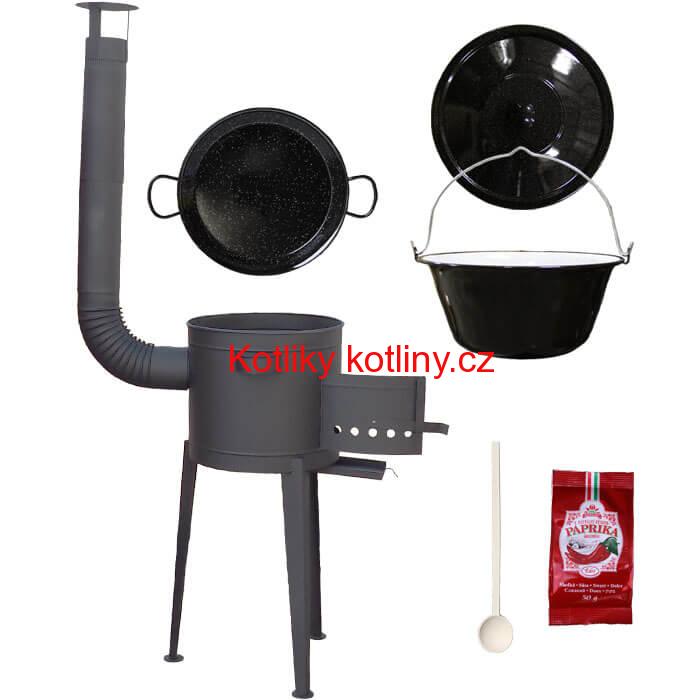 Smaltovaný kotlík 13 L + Paella smaltovaná pánev + vysoká žáruvzdorná kotlina 36 cm PLUS 600