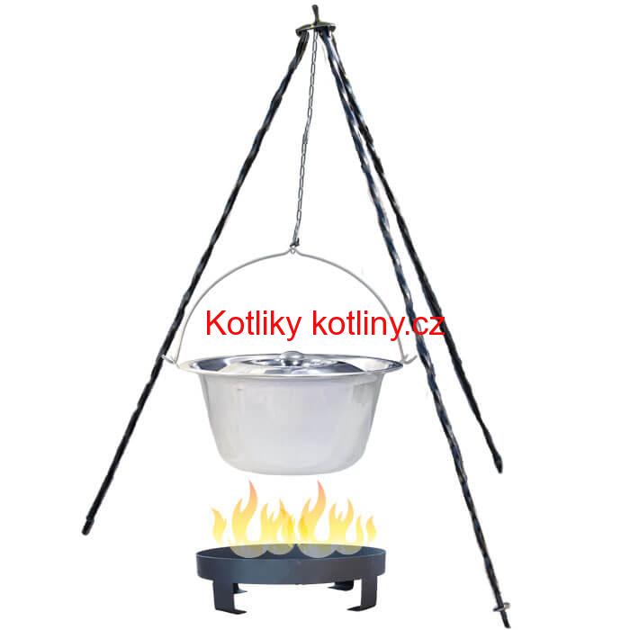 Nerezový kotlík 14 L (0,8 mm) + Ohnisko + stojan 1,2 m