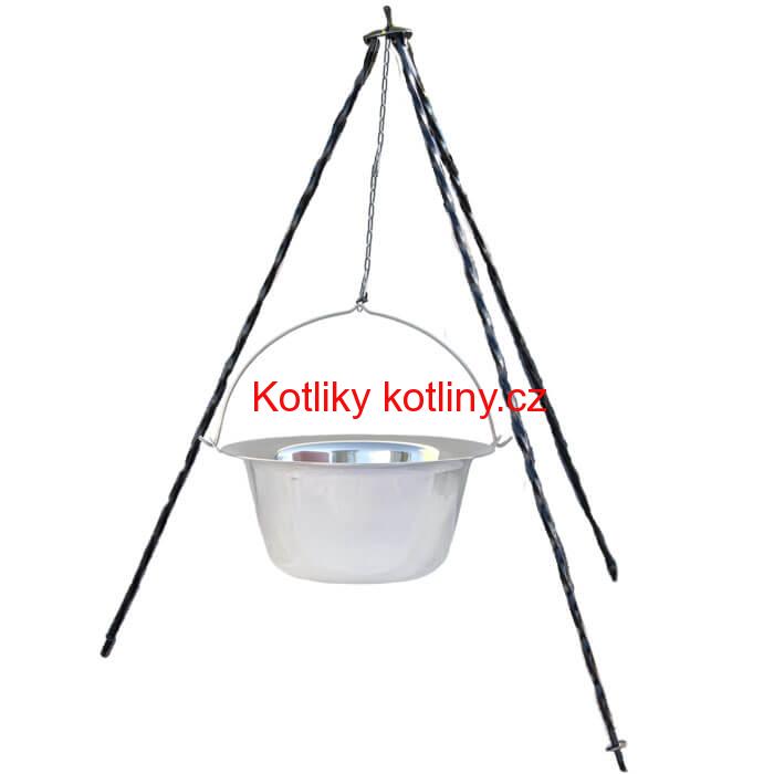 Nerezový kotlík (INOX 0,8 mm) 14 L + trojnožka 1,2 m