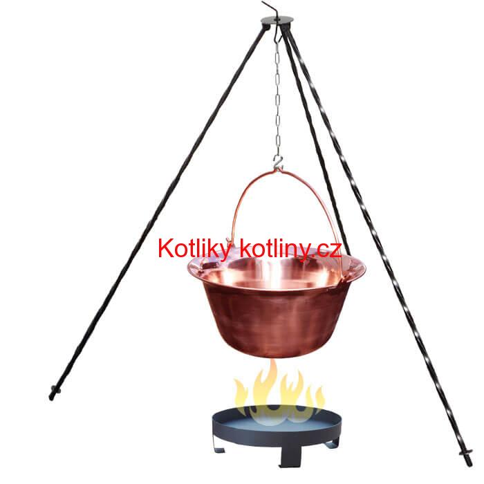 Měděný kotlík 20 L (1,2 mm) + trojnožka 1,2 m + ohniště 36 cm