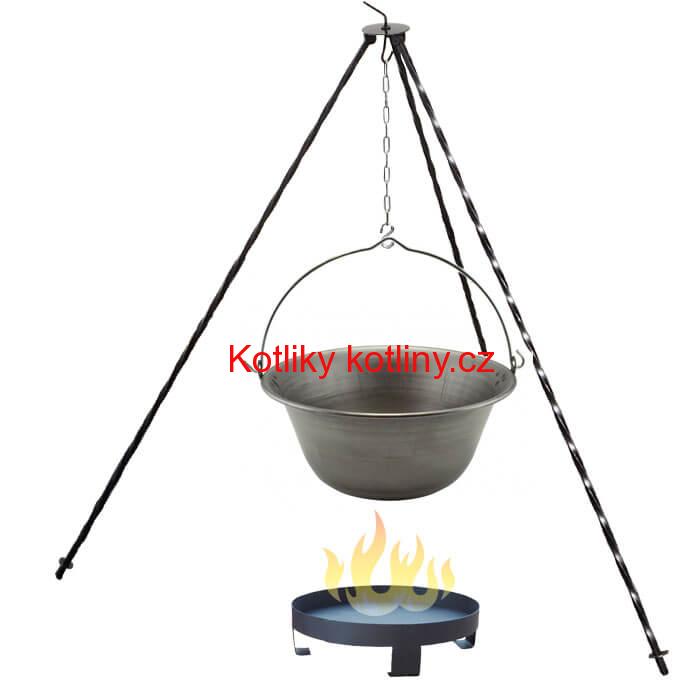 Železný kotlík 20 L (0,75 mm) + trojnožka 1,2 m + ohniště 36 cm