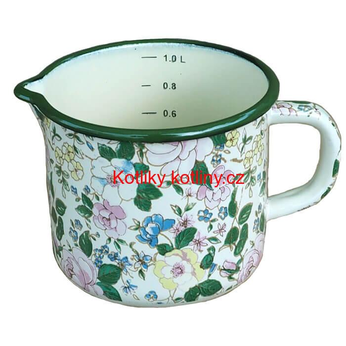 Smaltovaný hrnek s výlevkou 1 L DECOR