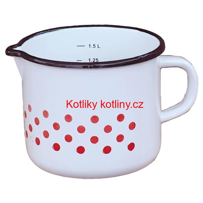 Smaltovaný hrnek s výlevkou 1,5 L - tečkovaný
