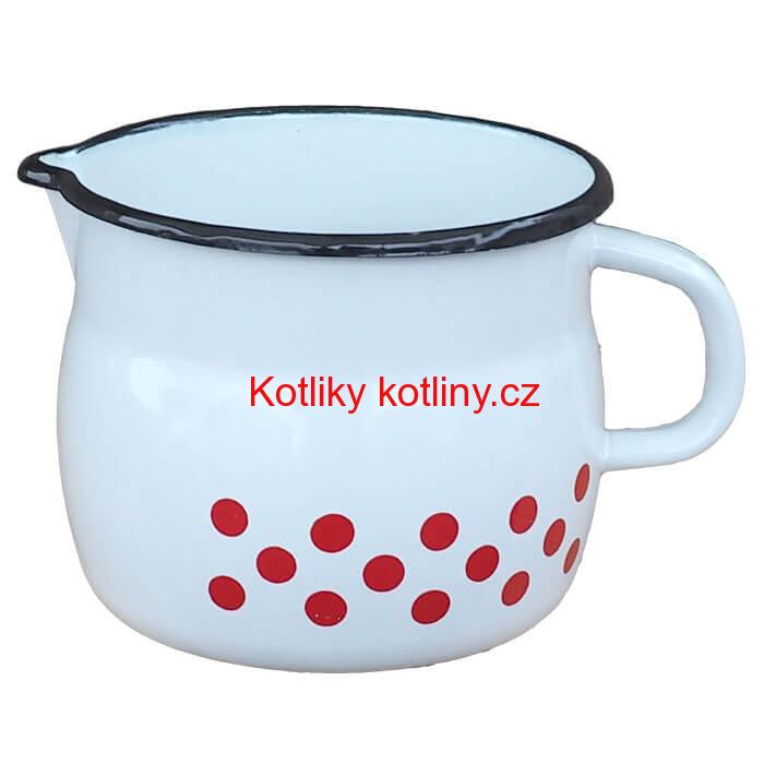 Smaltovaný hrnek s výlevkou 1,5 L baňatý - tečkovaný