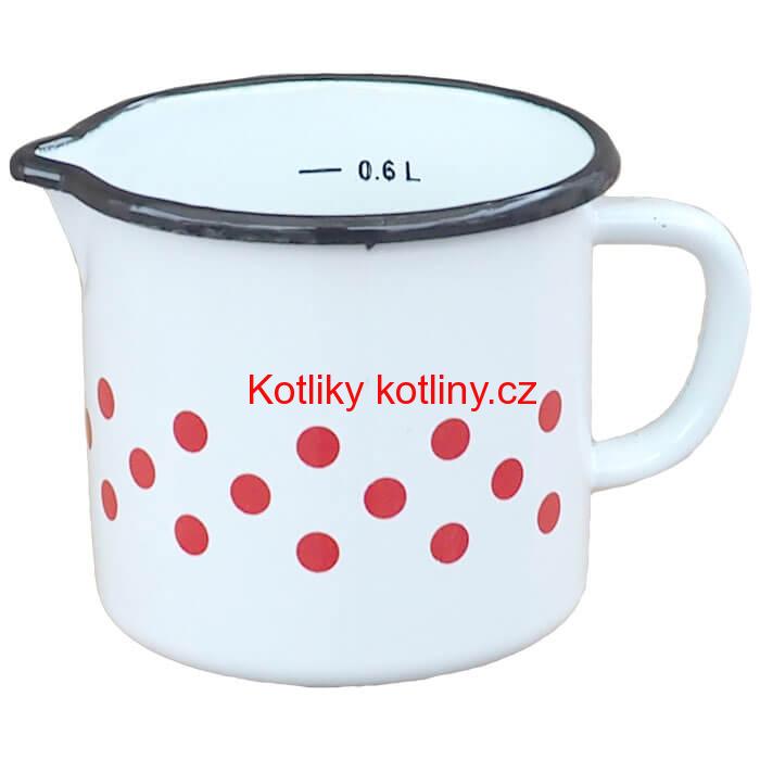 Smaltovaný hrnek s ouškem 0,6 L - tečkovanou