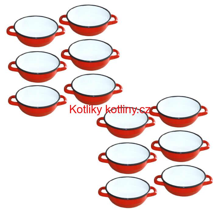 Souprava smaltovaných selských misek 16 cm 12 ks