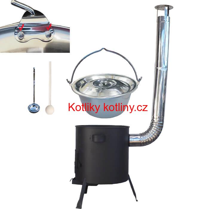 Nerezový kotlík 20 L (0,8 mm) zesílený s nýty + žáruvzdorná kotlina (1 mm) 42 PLUS 600