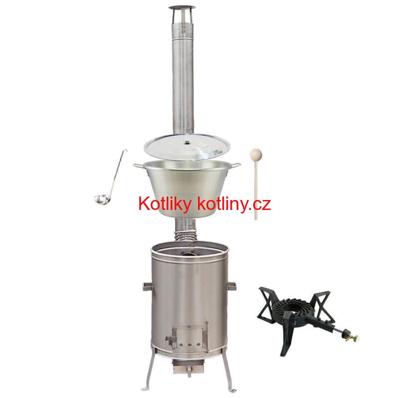 Nerezový kotel 70 L + nerezová kotlina 56 cm LUX + litinový hořák 7 kW BIG PARTY