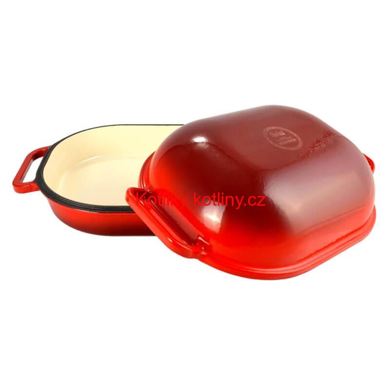 Litinový pekáč s poklicí se smaltovanou úpravou 7 L (KROCAN) RED