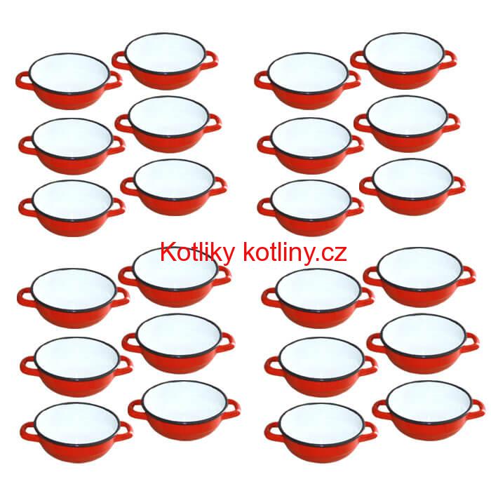 Souprava smaltovaných selských misek 16 cm 24 ks