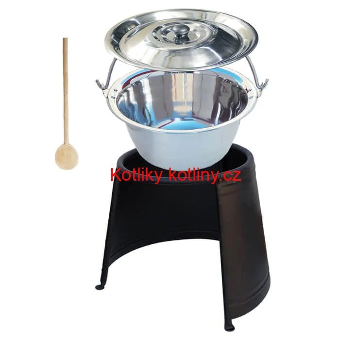 Nerezový kotlík 14 L (0,8 mm) + poklice + chránič plamene