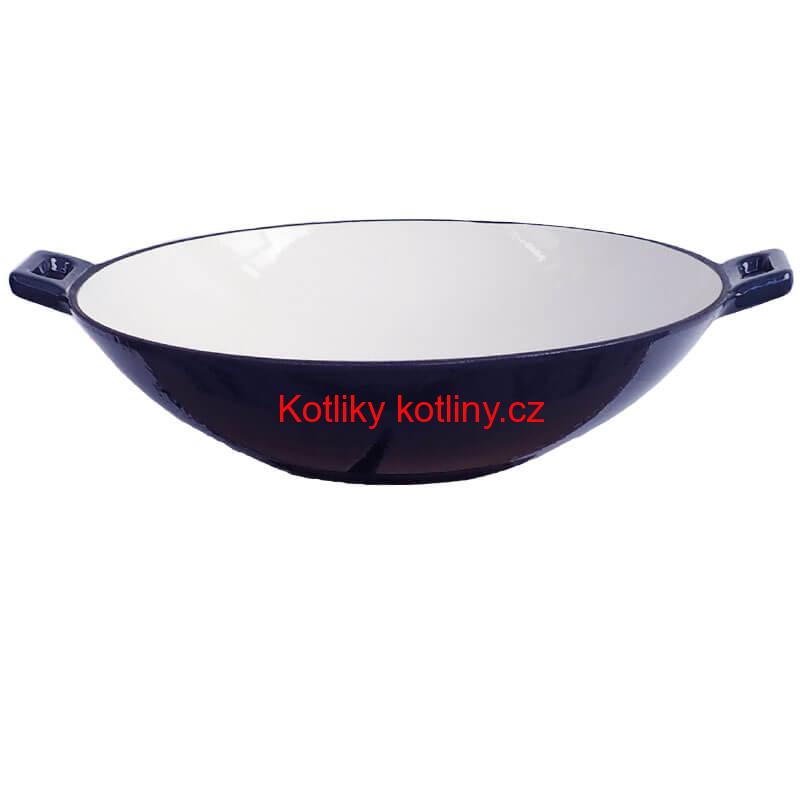 Litinový wok – smaltovaný povrch 37 cm