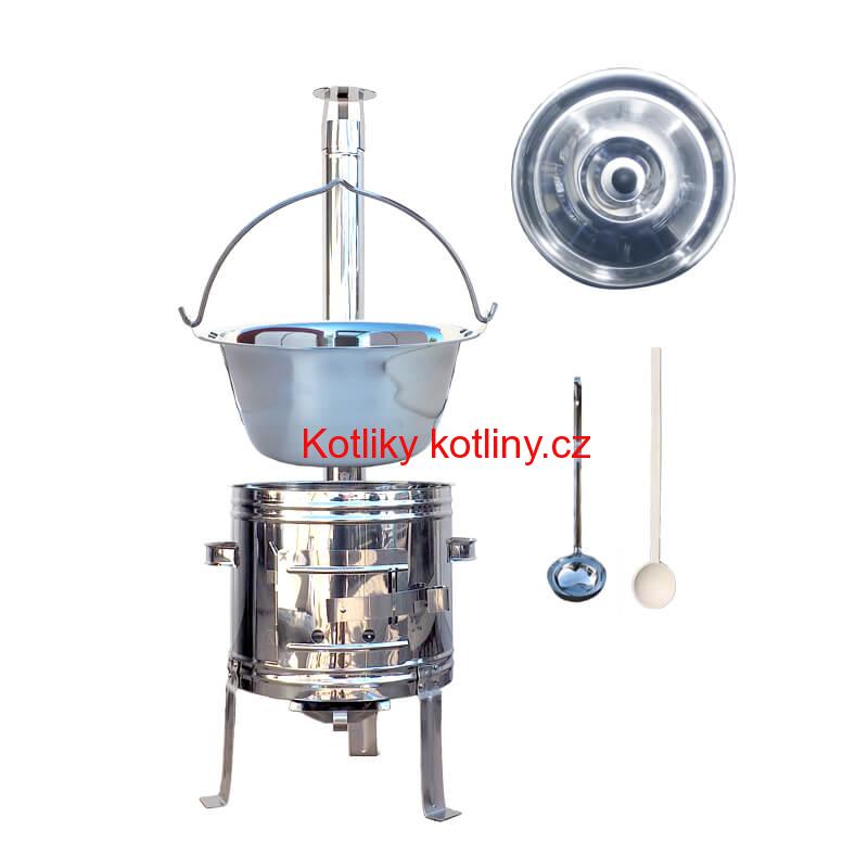 Nerezový kotlík 15 L (0,8 mm) zesílený s nýty + nerezová kotlina 36 cm TOP INOX