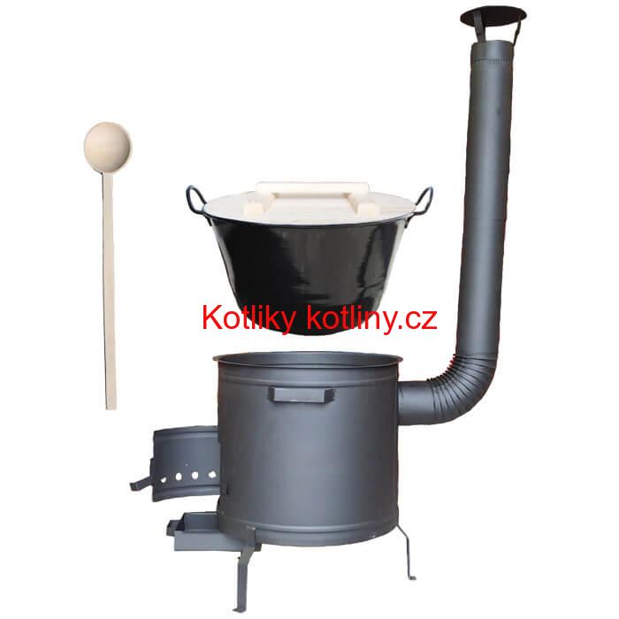 Zabijačkový smaltovaný kotel 100 L + žáruvzdorná kotlina 60 cm PLUS 600