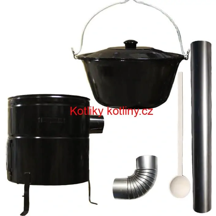 Smaltovaný kotlík 30 L (1,2 mm) + kovová kotlina 50 CLASSIC (KOV) + kouřovod Max Party