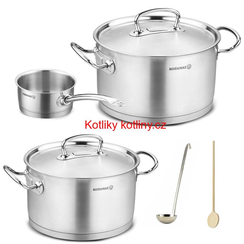 Sada nerezových hrnců s poklicí + rendlík 2 + 1 ks 6 L, 10 L, 2,8 L