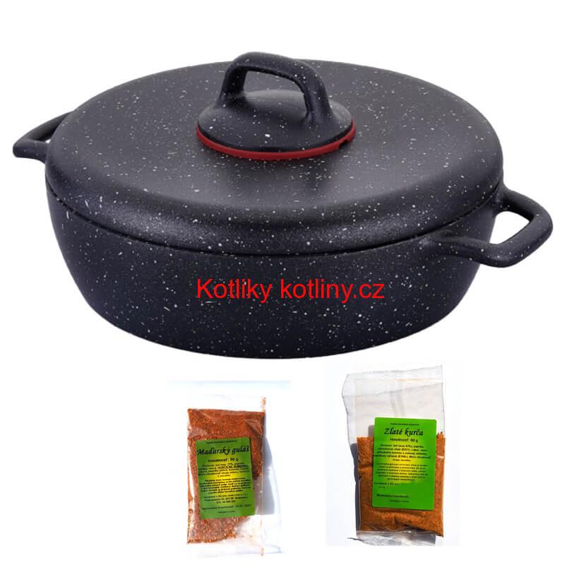 Sada hrnců s poklicí + pánev + pepř Classic Plus Volkanit