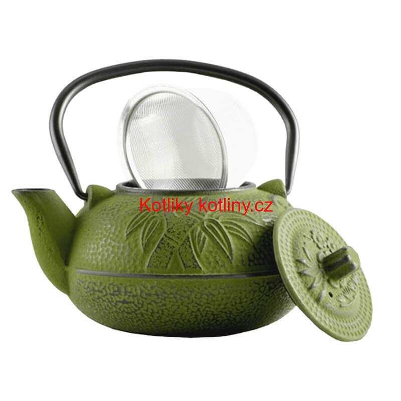 Litinový čajník 600 ml zelený