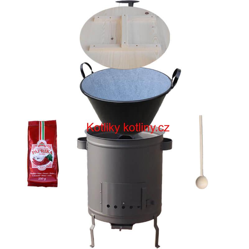 Smaltovaný kotel 80 L + silná kovová kotlina 60 cm (1,5 mm) STRONG PLUS 600 + sladká paprika 250 g