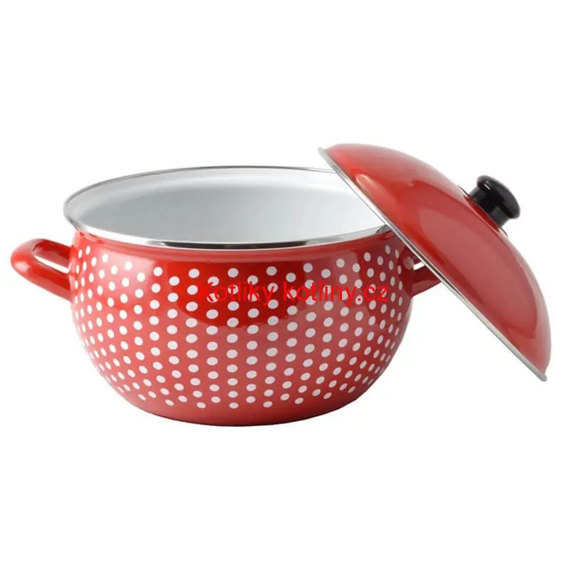 Smaltovaný hrnec 3,8 l červený 18 cm (tečkovaný)