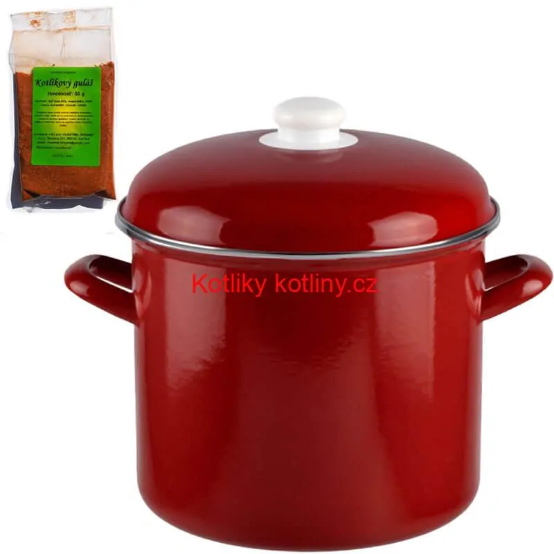 Smaltovaný hrnec s poklicí 2 l červený + pikantní směs koření 50 g Kotlíkový guláš