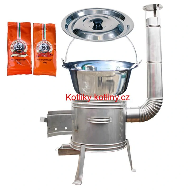 Nerezový kotlík 22 L (0,8 mm) INOX + Nerezová kotlina 42 INOX + paprikový pepř na guláš - MIX 100 g