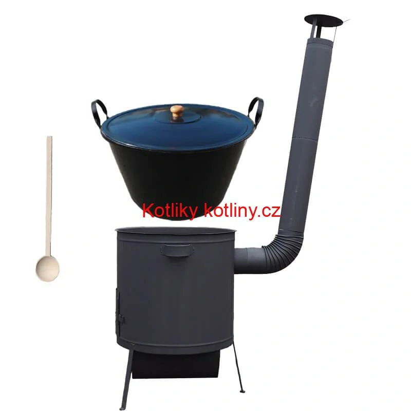 Smaltovaný kotel 70 L na zabijačku + žáruvzdorná kotlina 53 PLUS 600 4 MM + vařečka