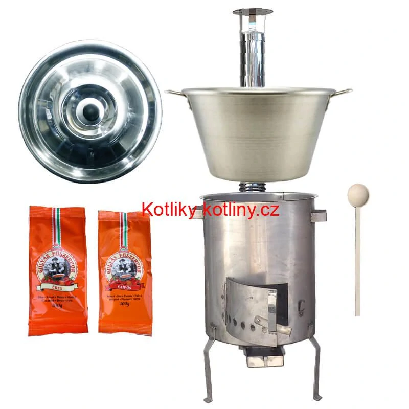 Nerezový kotel 40 L + nerezová kotlina 45 cm 1,5 mm STRONG EXCLUSIVE + paprikové koření na guláš