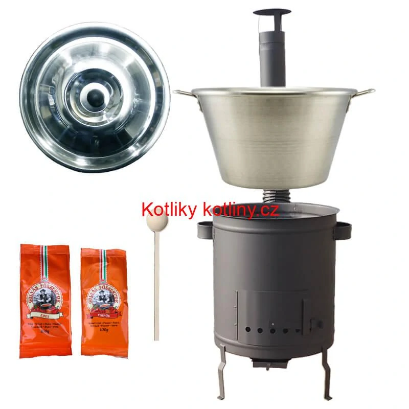 Nerezový kotel 40 L + Hrubostěnná kotlina 45 cm (1,5 mm) STRONG Plus 600 + paprikové koření na guláš