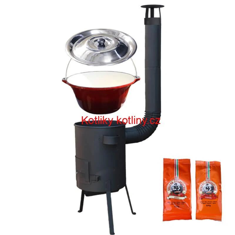 Litinový kotlík se smaltovanou úpravou 22 L + žáruvzdorná kotlina 42 PLUS 600 4 MM + paprikový pepř na guláš - MIX 100 g