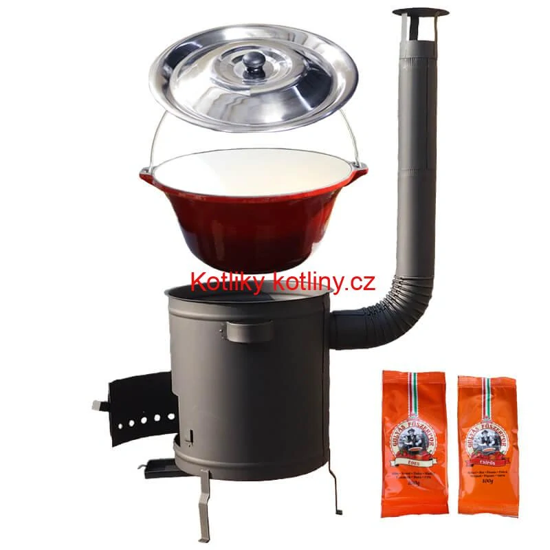 Litinový kotlík se smaltovanou úpravou 22 L + žáruvzdorná kotlina 42 cm (1,5 mm) STRONG + paprikový pepř na guláš - MIX 100 g