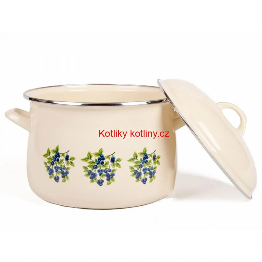 Smaltovaný hrnec s květinovým vzorem – Trnky 5,5 l + poklice