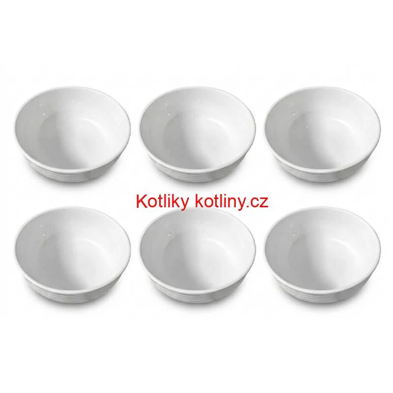 Sada 6 ks: Prémiové bílé misky s kamennou strukturou (750 ml)