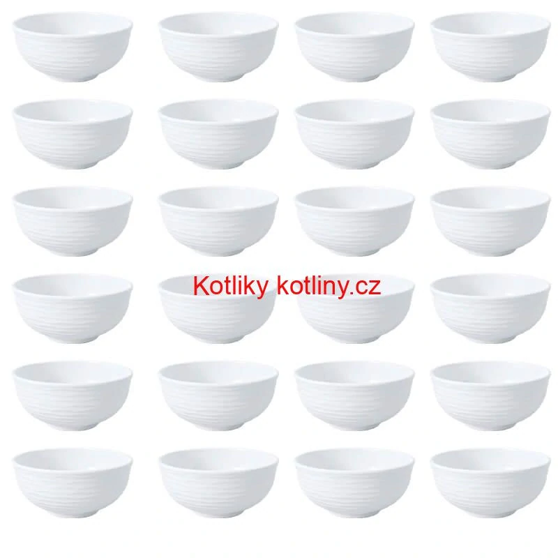 Sada 24 ks: Prémiové bílé misky s kamennou strukturou (750 ml)
