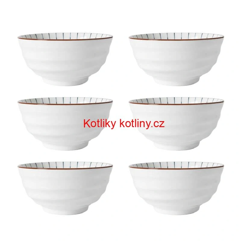 Sada 6 ks velkých keramických misek na guláš a polévky, 1 litr