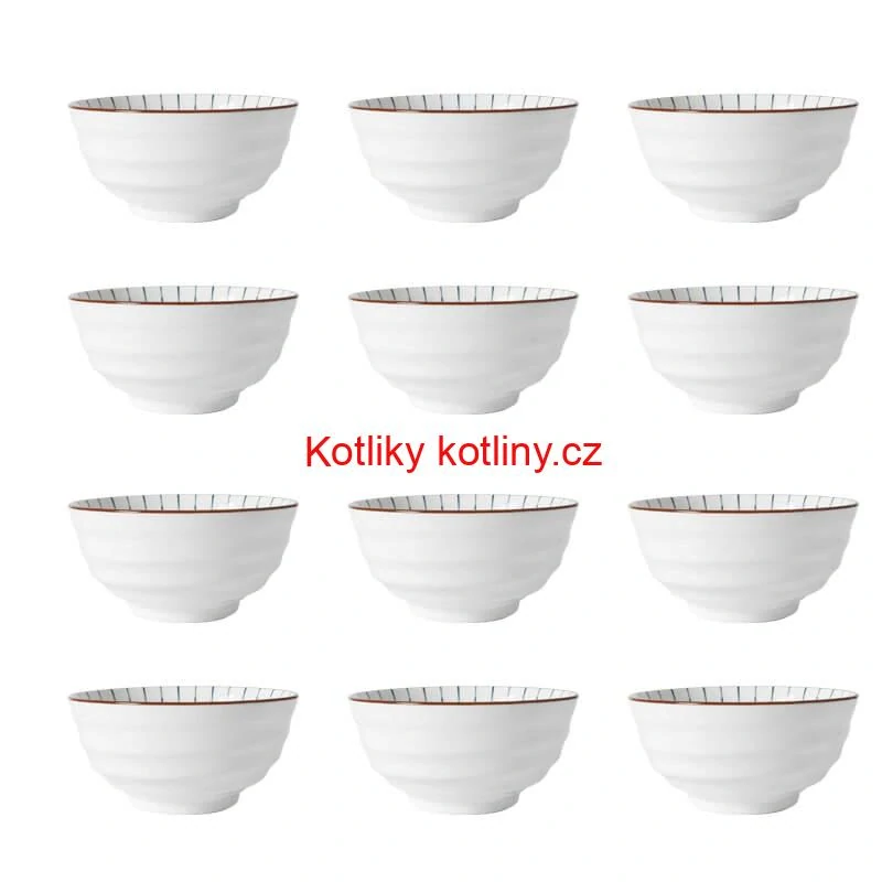 Sada 12 ks velkých keramických misek na guláš a polévky, 1 litr