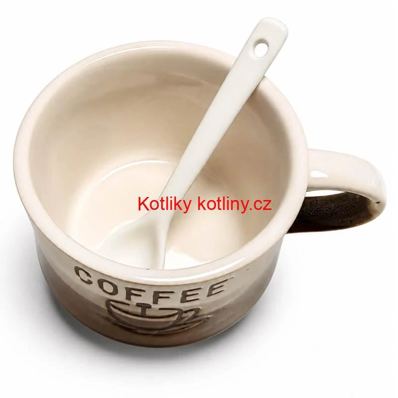 Keramický hrnek na kávu 150 ml COFFEE s lžičkou 1 ks