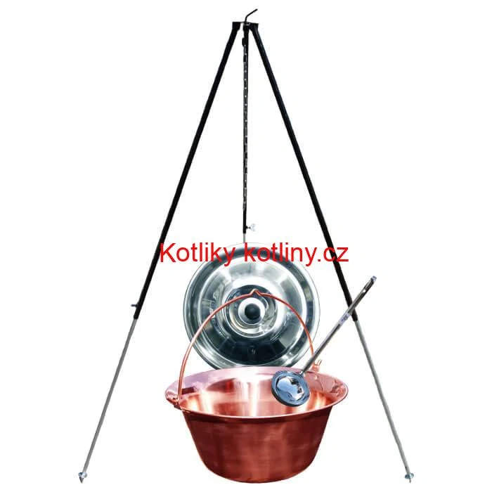 Měděný kotlík 30 L (1,2 mm) + poklice + teleskopický stojan