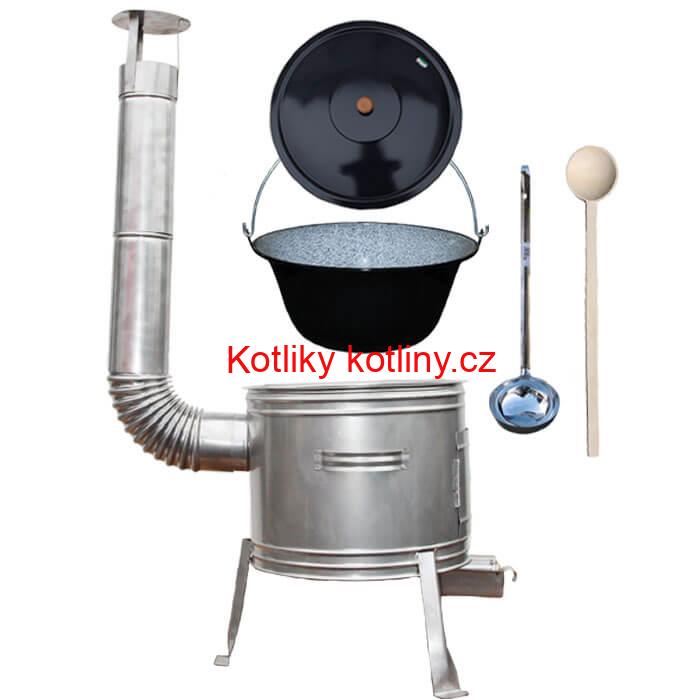 Smaltovaný kotlík 20 L + nerezová kotlina 42 cm TOPLUX