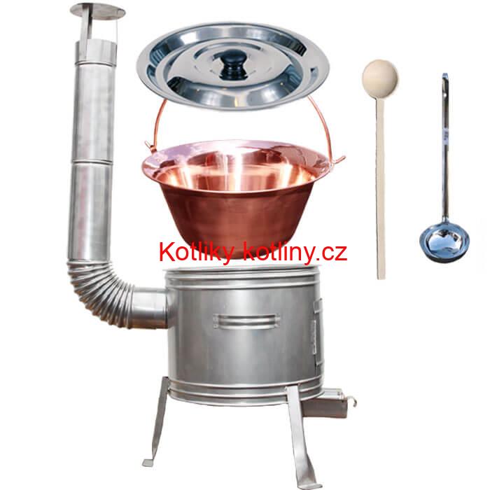 Měděný kotlík 20 L + nerezová kotlina 39 cm TOPLUX