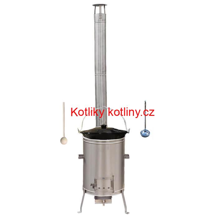 Smaltovaný kotlík 20 L (1,2 mm) + nerezová kotlina 42 cm + vareška a naberačka LUX