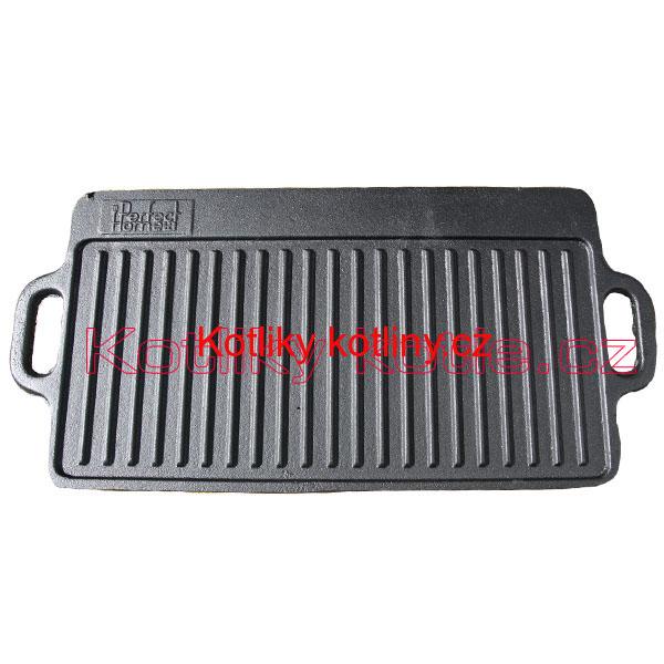 Kvalitní litinová deska na grilování a opékání - obdélník