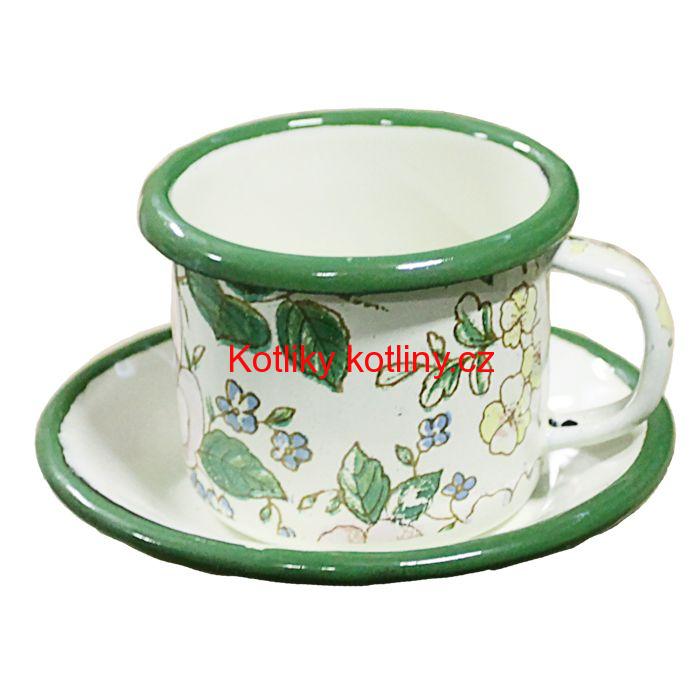 Smaltovaný šálek + podšálek