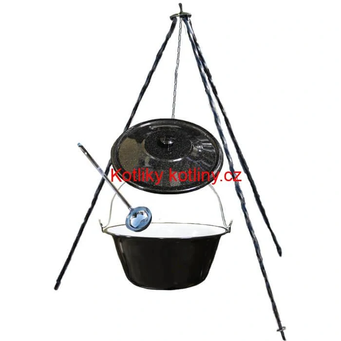 Smaltovaný kotlík 8 L poklice + trojnožka 1,20 m