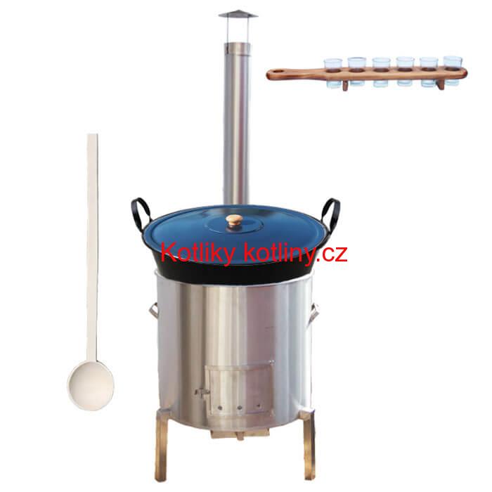 Zabijačkova nerezová souprava 80 L + sada skleniček