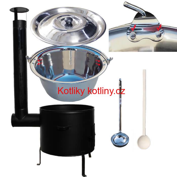 Nerezový kotlíkový set 45 cm + zesílený nerezový kotlík 30 L