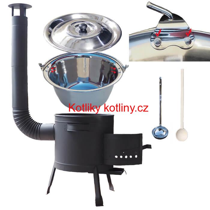 Kotlíkový gulášový set 36 PLUS 600 + nerezový kotlík 15 L (0,8 mm)